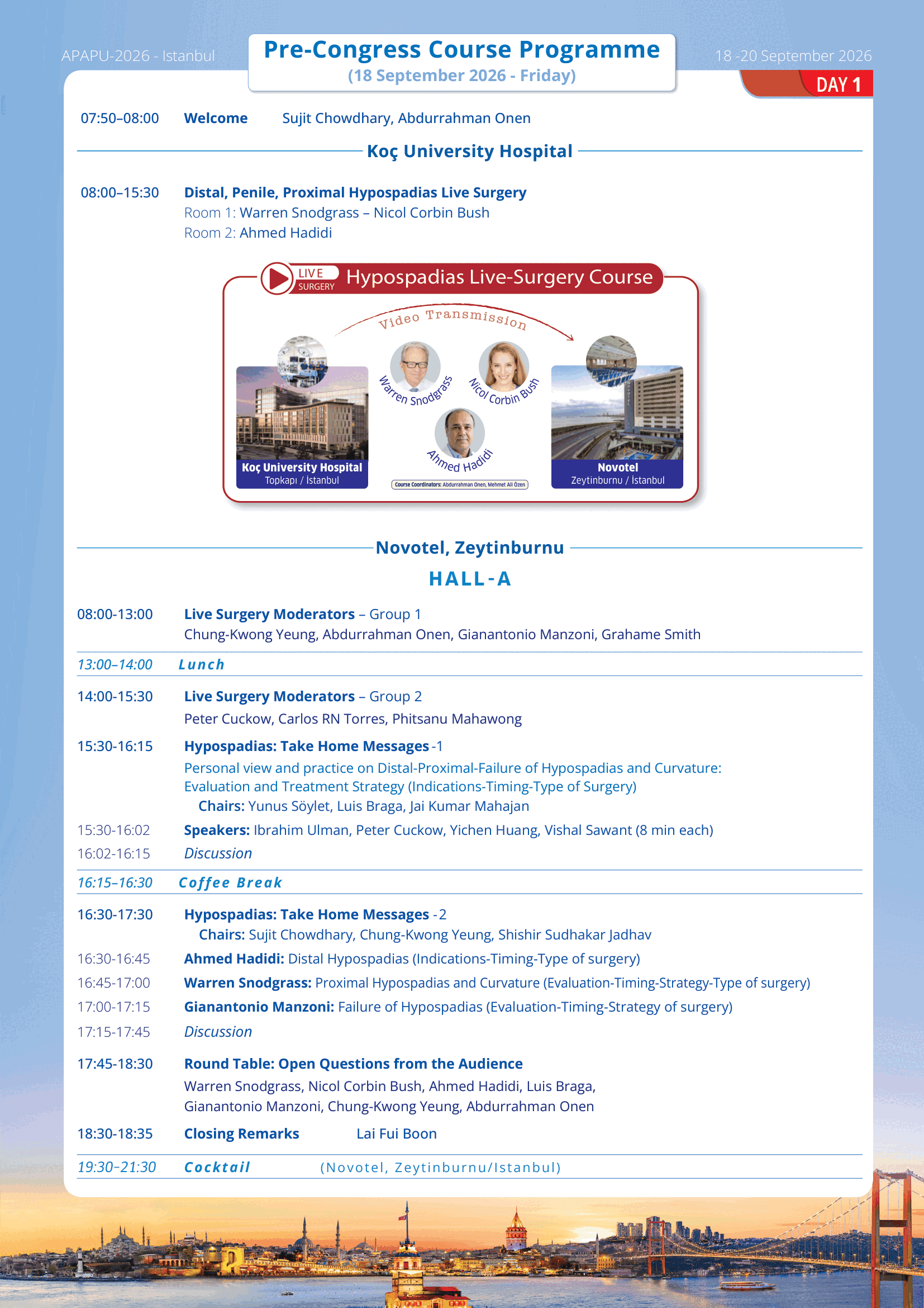 APAPU 2026 Pre-Congress Course Program - Day 1 - Hall A