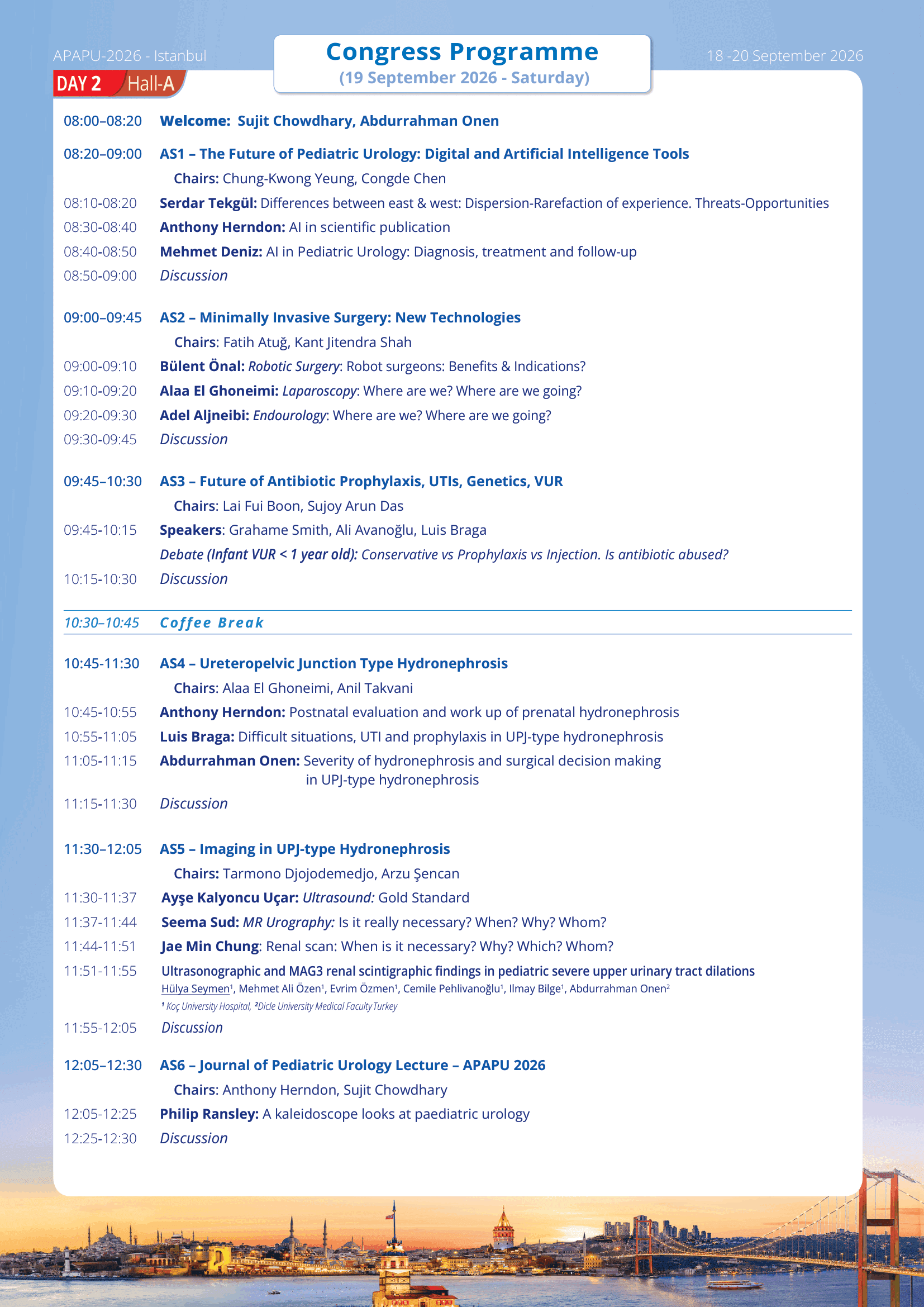 APAPU 2026 Scientific Program - Day 2 - Hall A 1/2