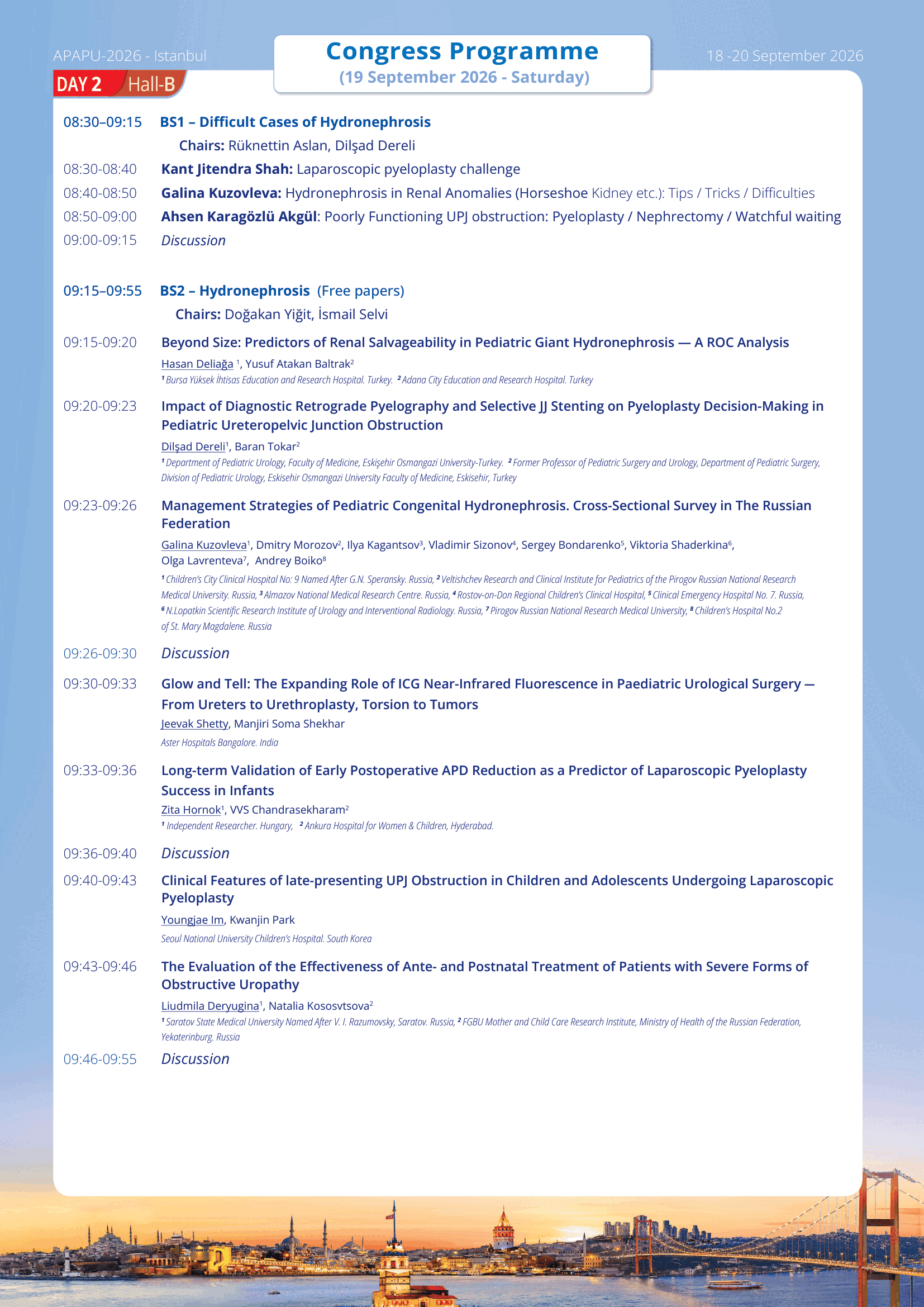 APAPU 2026 Scientific Program - Day 2 - Hall B 1/4