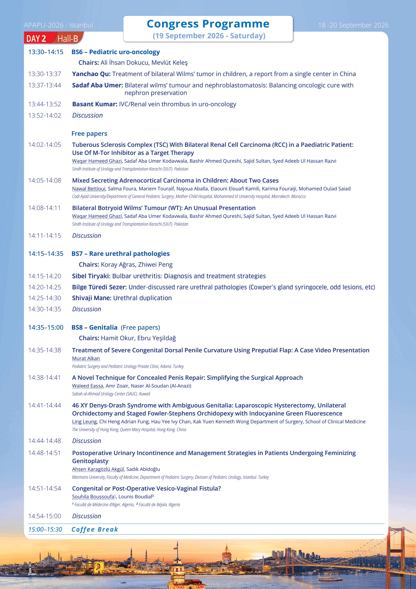 APAPU 2026 Scientific Program - Day 2 - Hall B 3/4