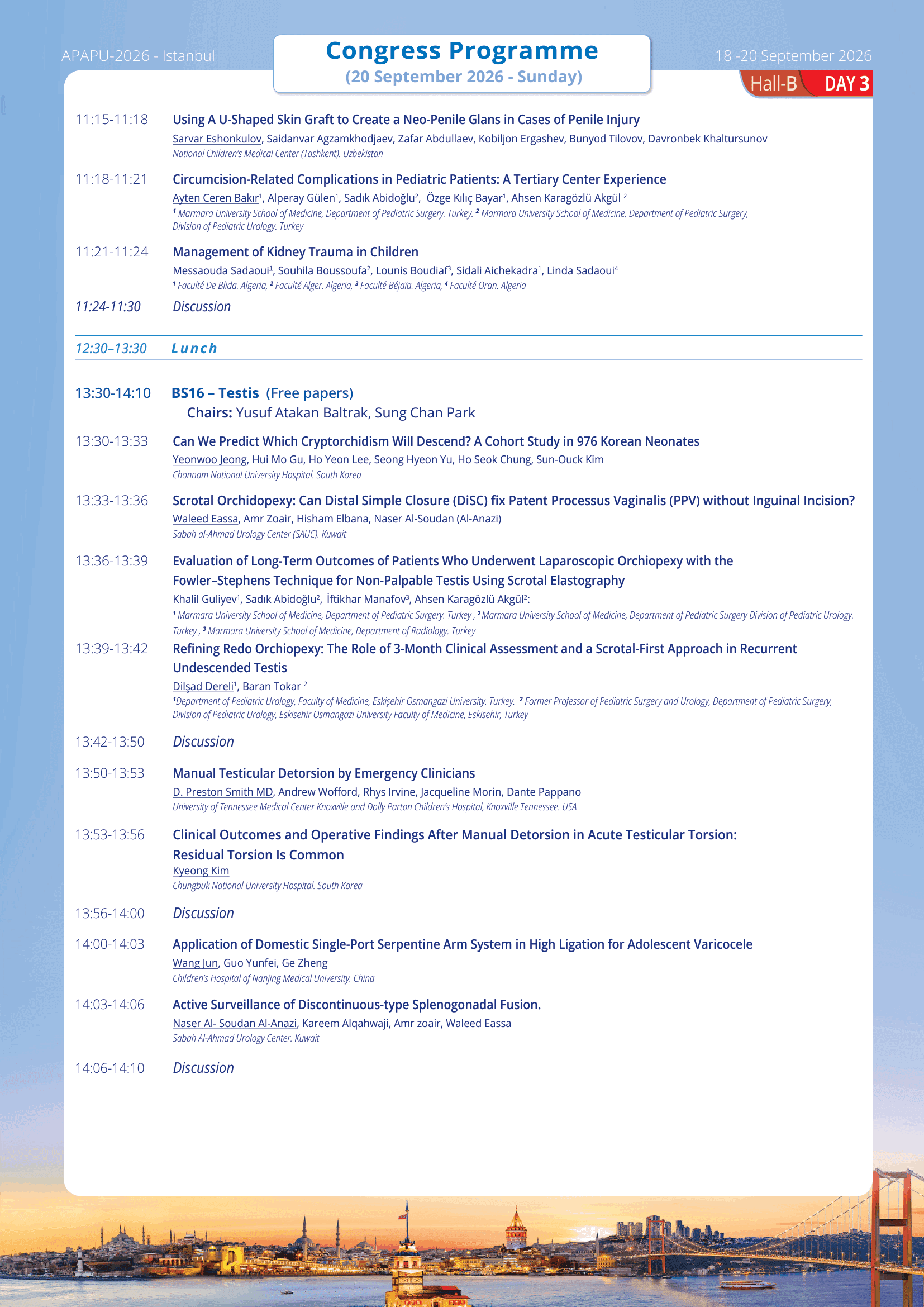APAPU 2026 Scientific Program - Day 3 - Hall B 2/3