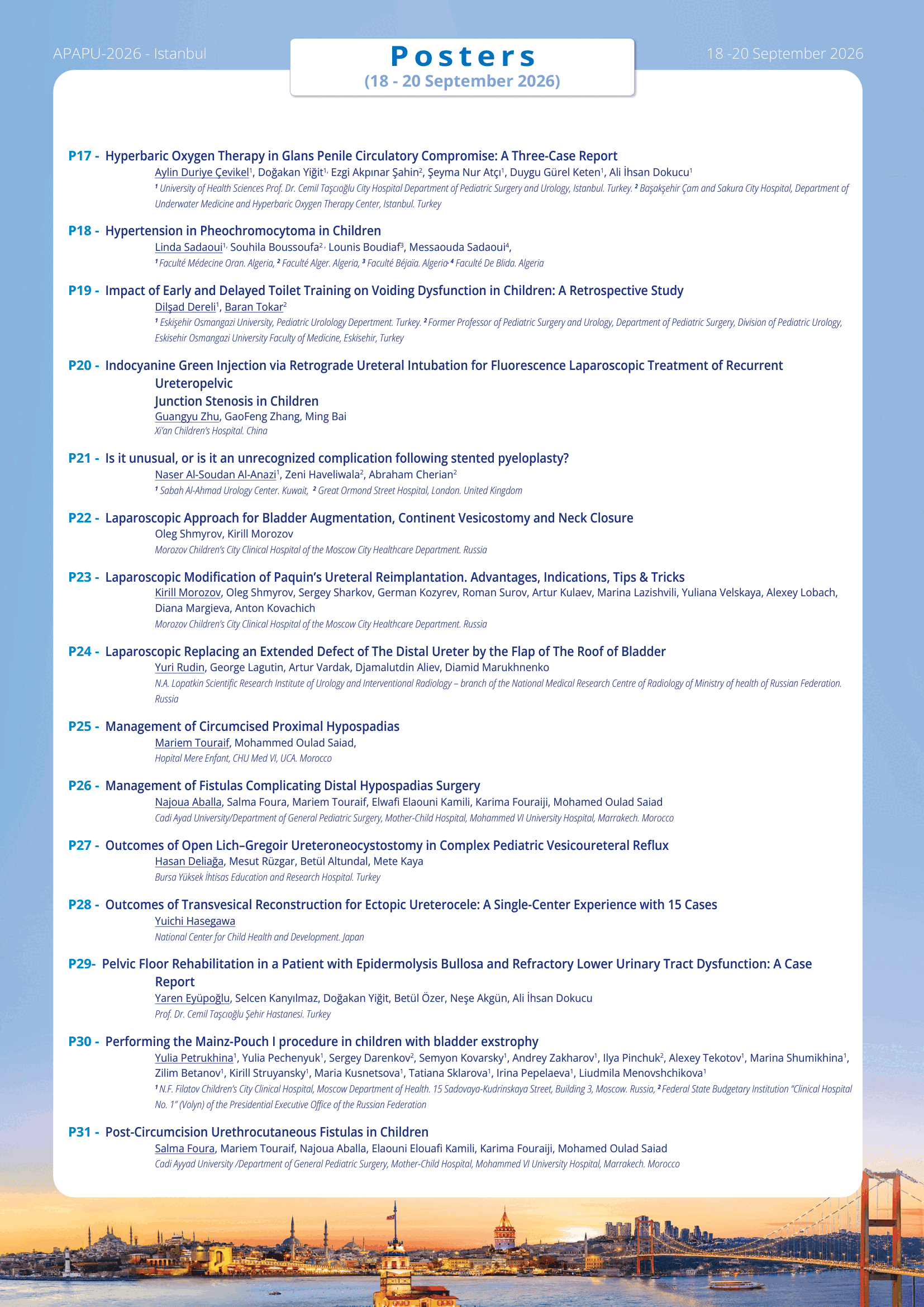 APAPU 2026 - Poster Presentations 2/3